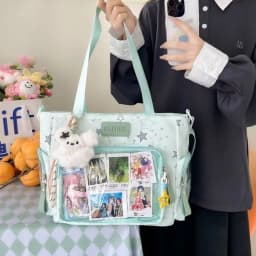 Y2K Cute Japanese Ins Ita Bag Lolita Girl Transparent Tote Crossbody Bag Large Capacity Casual Shoulder Bag DIY Display Handbags