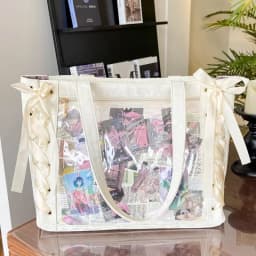 Y2K Cute Japanese Ins Ita Bag Lolita Girl Transparent Tote Crossbody Bag Large Capacity Casual Shoulder Bag DIY Display Handbags