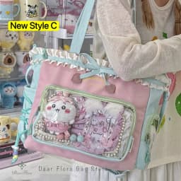 Y2K Cute Japanese Ins Ita Bag Lolita Girl Transparent Tote Crossbody Bag Large Capacity Casual Shoulder Bag DIY Display Handbags