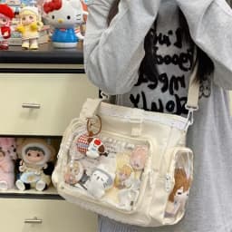 Y2K Cute Japanese Ins Ita Bag Lolita Girl Transparent Tote Crossbody Bag Large Capacity Casual Shoulder Bag DIY Display Handbags