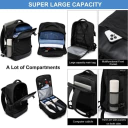 Adjustable Laptop Backpack, Water-resistant Travel Rucksack, Multi-compartment Business Backpack for Men Women