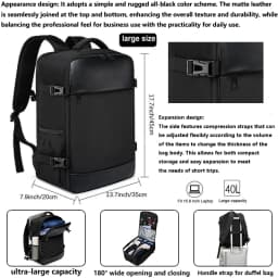 Adjustable Laptop Backpack, Water-resistant Travel Rucksack, Multi-compartment Business Backpack for Men Women