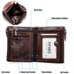 Genuine Leather RFID Wallet for Women Short Style Name Engraving Card Holder Retro Male Coin Pocket Double Zipper Unisex Wallet