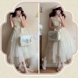 Lolita Women Ita Bag Ctue Girl Transparent Shoulder Bag JK Uniform Subculture Kawaii Bow Crossbody Bag DIY Display Messenger Bag