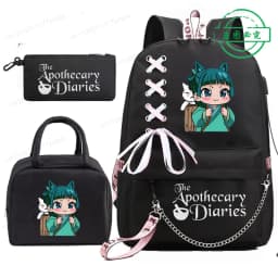 Mochila School Backpack Student Teenager Schoolbag Bag The Apothecary Diaries Maomao Anime Bookbag with Portable Lunch Bags 3pcs