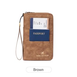 Travel Family Passport Holder RFIDShielded Large-Capacity Document Zippered Storage Wallet PU Clutch Bag Unisex Travel Accessory