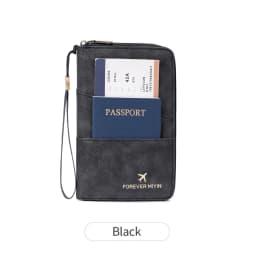 Travel Family Passport Holder RFIDShielded Large-Capacity Document Zippered Storage Wallet PU Clutch Bag Unisex Travel Accessory