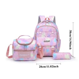 3pcs/set Girls Cartoon Print Schoolbag Elementary Backpack Middle School Campus Bag