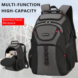 Business Travel Men's Backpack Large Capacity Multi-compartment Computer Student Commuter Bag 15 Inch Laptop Capacity Pure Color