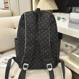 Nylon Polka Dot Print Backpack Color-blocked Cute Large Capacity School Bag Durable Preppy Style Piano Key Backpack Travel