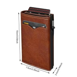 Men Retro Leather RFID Pop‑Up Credit Card Holder Slim Automatic Eject Wallet Multi ID Window Business Male Card Purse