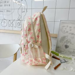 Korean Fashion Bow Print Women Fashion Backpack Lightweight Simple Student Schoolbag Female Bag Three-Piece Set