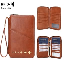 New Family Passport Holder Wallet RFID Blocking Travel Document Storage Bag Women Men Multifunctional PU Leather Passport Wallet