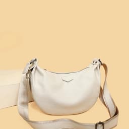 New Women Bags 100% Genuine Leather Underarm Totes Solid Color Commute Handbag Portable Adjustable Half Moon Female Shoulder Bag