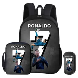 3Pcs Set Backpack Ronaldo child Mochila Shoulder Bag Pencil Bags Bookbag CR Football Star Rucksack Football Sport Schoolbag Gift