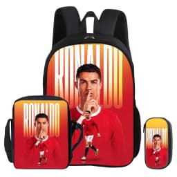 3Pcs Set Backpack Ronaldo child Mochila Shoulder Bag Pencil Bags Bookbag CR Football Star Rucksack Football Sport Schoolbag Gift