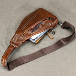 Luufan Soft genuine Leather Men's Chest Bag Male Mini Shoulder Crossbody Bag Anti Theft Chest Pack Men Outdoor Summer Sling Bag