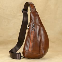 Luufan Soft genuine Leather Men's Chest Bag Male Mini Shoulder Crossbody Bag Anti Theft Chest Pack Men Outdoor Summer Sling Bag