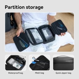 MARK RYDEN Travel Toiletry Bag with Hook, Water Repellent PU Oxford Dopp Kit with Multi-compartment for Men Women