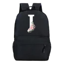 College Student Ladies Pink Floral Alphabet White Print Backpack Women Flower Harajuku SchoolBags Female Rose Letter Shouder Bag