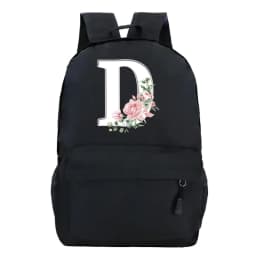 College Student Ladies Pink Floral Alphabet White Print Backpack Women Flower Harajuku SchoolBags Female Rose Letter Shouder Bag