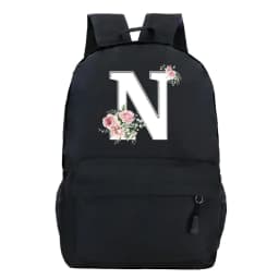 College Student Ladies Pink Floral Alphabet White Print Backpack Women Flower Harajuku SchoolBags Female Rose Letter Shouder Bag