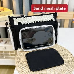 Kawaii Ita Bag for Anime Pins Transparent Window Tote Bag Sweet Lolita Lace Shoulder Bag Large Capacity Handbag for Girls