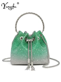 Fashion Rhinestone Handbag Women Prom Clutch Purse Shoulder Crossbody Bags Ladies Glitter Totes Bags Bucket Bag Dinner Package