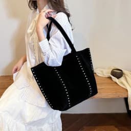 Suede Polka Dot Metal Studded Shoulder Bag with Matching Purse,Women Rivet Underarm Tote Bag,Large Solid Vintage Women Handbag