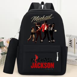 King of Pop Michael Jackson Schoolbag with Pencil Case Anime Printed Fashion Backpack Students Book Stationery Storage Backpacks
