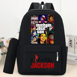 King of Pop Michael Jackson Schoolbag with Pencil Case Anime Printed Fashion Backpack Students Book Stationery Storage Backpacks