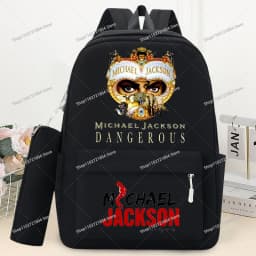 King of Pop Michael Jackson Schoolbag with Pencil Case Anime Printed Fashion Backpack Students Book Stationery Storage Backpacks