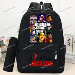 King of Pop Michael Jackson Schoolbag with Pencil Case Anime Printed Fashion Backpack Students Book Stationery Storage Backpacks