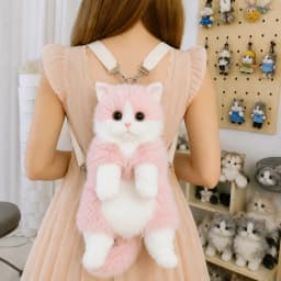 Cute Cat Plush Backpack for Girls, 14 Inch Kawaii Animal Bag, Soft Kitty Shoulder Bag for Everyday Outfits & Gifts