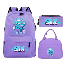 Fun Six Seven Print 3Pcs/Set Backpack Teen Boy Girl Back To School Schoolbag 67 Italian Brainrot Lunch Bag Rucksack Pencil Case