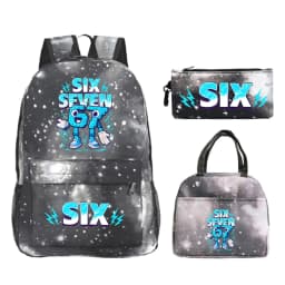Fun Six Seven Print 3Pcs/Set Backpack Teen Boy Girl Back To School Schoolbag 67 Italian Brainrot Lunch Bag Rucksack Pencil Case