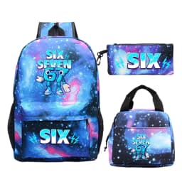 Fun Six Seven Print 3Pcs/Set Backpack Teen Boy Girl Back To School Schoolbag 67 Italian Brainrot Lunch Bag Rucksack Pencil Case