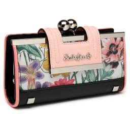 Chic Women’s Long Wallet with Vivid butterfly Floral Print, Durable PU Leather, Gold Kiss-Lock, Multiple Card Slots, Bill Sectio