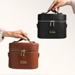 Customized Name PU Leather Cosmetic Bag: Simple, Portable, Crossbody, Hand-Carry, Large Capacity for Travel