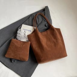 Retro Suede Tote Bag For Women Textured Solid Casual Commuting Shoulder Bags Autumn Winter Large Capacity Shopping Handbags