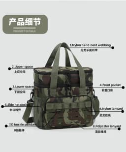 Picnic Bag Outdoor Camouflage Fashion Foreign Style Hot-Selling Lunch Bag Large Capacity Fresh-Keeping Ice Bag Oxford Cloth Lunc