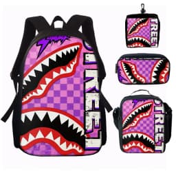 1/2/3/4/5PCS Trendy Shark Graphic Backpack Set | Perfect for School & Daily Adventures