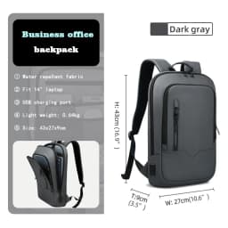 HK Slim Backpack For Men 15.6 Inch Laptop Bags Waterproof Minimalist Business Backpack With USB Charging Casual Travel Work Bag