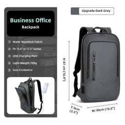 HK Slim Backpack For Men 15.6 Inch Laptop Bags Waterproof Minimalist Business Backpack With USB Charging Casual Travel Work Bag