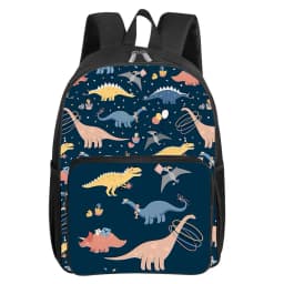 Dinosaur Pattern Square Front Pocket Backpack for Boy and Girls Best Gifts 2D Flat Cartoon SchoolBags for Children