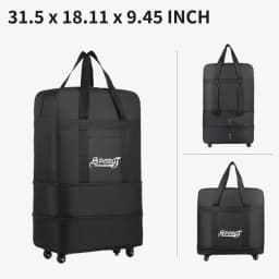 Expandable Rolling Duffel Bag Suitcases with Wheels, Foldable Luggage Bag | Sturdy Handle, Durable Fabric, Rolling Travel Bag Duffel Bag for Men Women