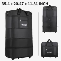 Expandable Rolling Duffel Bag Suitcases with Wheels, Foldable Luggage Bag | Sturdy Handle, Durable Fabric, Rolling Travel Bag Duffel Bag for Men Women