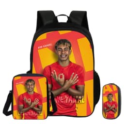 3Pcs Set Backpack Shoulder Bag Pencil Bags Bookbag child Mochila Sports Schoolbag Kids Gift L-Lamin Yamal Football Star Rucksack