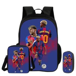 3Pcs Set Backpack Shoulder Bag Pencil Bags Bookbag child Mochila Sports Schoolbag Kids Gift L-Lamin Yamal Football Star Rucksack