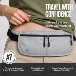 Premium RFID Blocking Travel Waist Pouch, Multi-Wear Anti-Theft Bag Durable Ripstop Fabric Waterproof Zippers